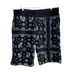 Undefeated Paisley Sweat Shorts Mens Large Black Athleisure Lounge Sports